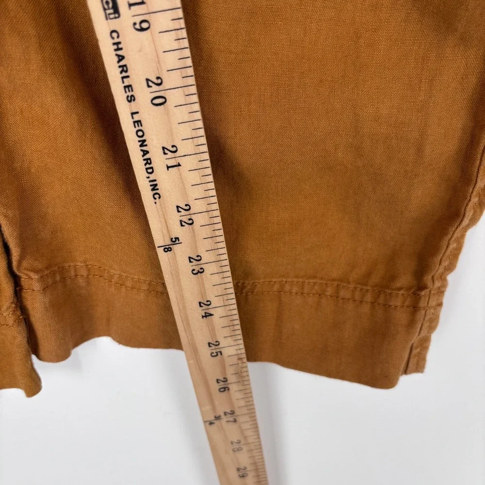 Everlane The Shoestring 100% Linen Apron Jumpsuit Womens S Brown Elastic Waist
